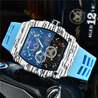 Watch for me Barrel-Shaped Quartz Watch Fashion Six-Pin Running Seconds Wood Grain Waterproof Men's Watch 9791F