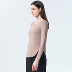 2021 autumn new Yoga long sleeve T-shirt versatile simple slim Top Blouse loose Yoga dress women 8243