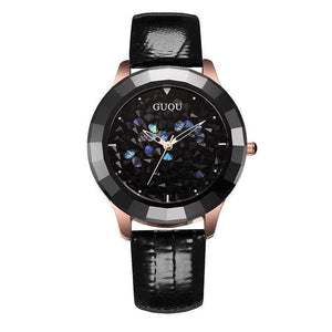 GUOU 8026 Fashion Women's Watches Luxury Watches waterproof Bracelet Ladies Watch Women Leather Diamond watch