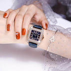 GUOU 8215 Women's Watches 2019 Square Fashion  Luxury Ladies Bracelet Waterproof Watches Leather Strap