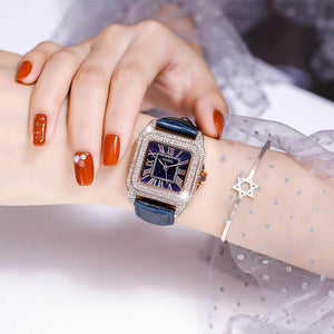 GUOU 8215 Women's Watches 2019 Square Fashion  Luxury Ladies Bracelet Waterproof Watches Leather Strap