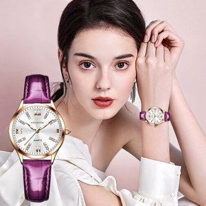 Women watch fashion retro popular waterproof office lady casual quartz leather strap watch 018-2