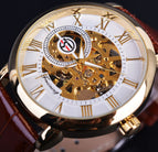 Forsining Men's Fashion Retro Hollow-out Transparent Mechanical manual Watch men's casual watch SLZa26