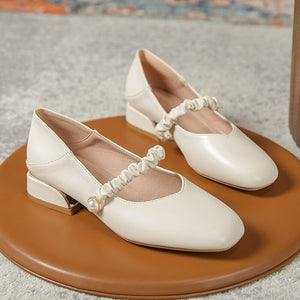 Mary Jane shoes women 2022 new thick-heeled single shoes retro square toe single shoes office lady shoes 189-21