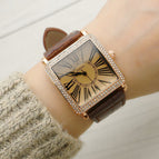 GOGOEY Square Rhinestone Digital Face Women's Watch Online Red Live Women's WatcH Fashion Quartz Watch Girl's Belt Watch