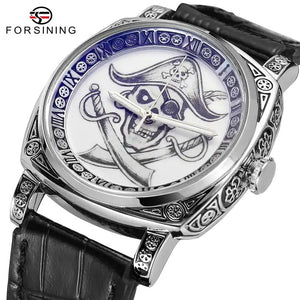 New Forsining Men's Fashion Casual Dragon Tiger Leopard Pirate Pattern Automatic Mechanical men business Watch SLZe255