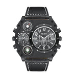 Oulm large dial men's watch athleisure leather compass fashion trendy quartz watch HP1349IPG