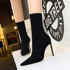 315-1 ladies simple women's boots stiletto super high-heeled sexy pedicure was thin pointed toe Lycra elastic short boots