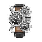 OULM watch for men quartz watch multi-time zone genuine leather quartz causal watch 1167