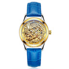 LAOGESHI dragon and phoenix couple watch mechanical hollow luminous leather watch automatic mechanical watch 3688