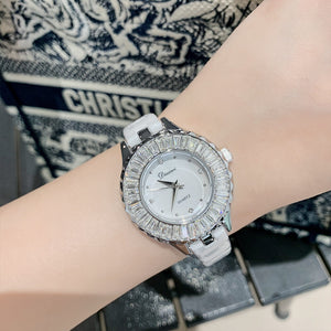 Dimini Light Luxury Women's Watch Fashionable Exquisite Waterproof Watch Ceramic Women's Watch Strap Quartz Wrist 77049 Watch