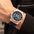 Megir Watch Men Stainless Steel Luminous Timing Hollow Sports Quartz Silicone Watch 4220
