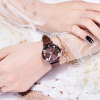GUOU 66615 starry sky watch new Korean version of simple three-dimensional section rhinestone ladies watch fashion waterproof quartz watch gifts