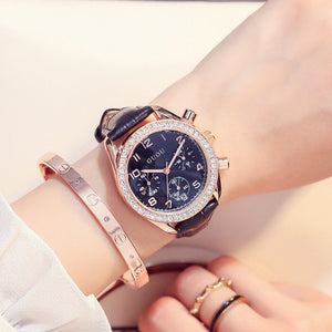 Hong Kong GUOU 8103 Disc Large Dial Quartz Watch Personality Multifunctional Three Eyes Full Diamond Belt Watch