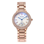 GUOU 8141 Rhinestone Women's Watches Temperament Simple Two-pin Half Women's Watch Fashion Blue Glass Rose Steel Band Watch for Women
