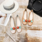 Moccasins 2022 new beanie shoes low heel drill buckle square toe single shoes women's flat 888-25