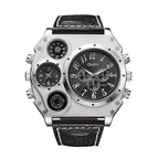 Oulm 1349 Quartz Watch Double Time Zone Men's Watches Cross Border Hot SaleBelt Personality Large Dial Male Casual Watch