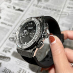 GUOU 8220 Watches fashion domineering black large dial heavy silicone watch female personality cool handsome lady watch with box gift for women