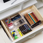 [Local Warehouse] 7 Pcs Drawer Organizers 4-Size Makeup Desk Drawer Organizer Plastic Bathroom Storage Bins Versatile Trays Vanity Dividers Container for Bedroom Dresser Kitchen Office