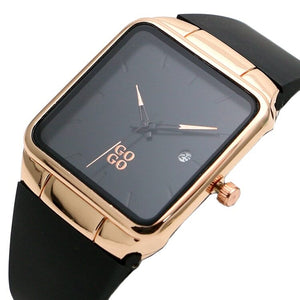 GOGO Silicone Tape square men's and women's watches fashion trend Mori women's watches calendar rubber belt quartz watch
