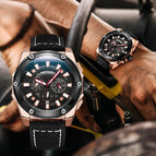 Megir Watch Men's Large Dial Multi-Function Timing Leather Sports Quartz men Watch 2122