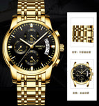 NIBOSI 2353 Fashion Sport Quartz  Men's Watches Full Steel Business Waterproof Watch with box gift for man