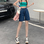 JEANS high-waist candy-colored denim five-point pants women's 2022 Korean version of high-waisted thin fresh casual pants 0567
