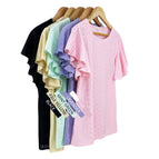 Women's 2022 summer new T-shirt hollow waist Ruffle sleeve casual top