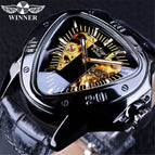 Winner European American Style Men's Fashion Casual Hollow Triangle Large Dial Automatic Mechanical men Watch SLZg65