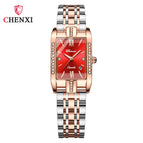 Chenxi New Square Ladies Watch Quartz Calendar Solid Steel Band Waterproof Belt Diamond Fashion Women's Watch CX-315