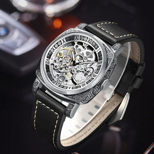 Kimsdun men's watch New Double Sided Hollow Fully Automatic Mechanical Retro Carved Luminous Men's Watch K-2192A