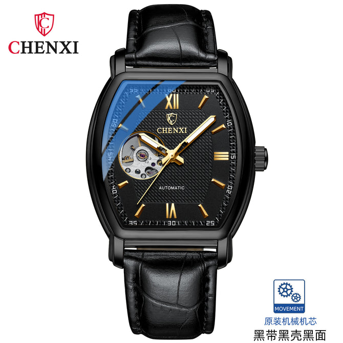 CHENXI High-end mechanical watch men's automatic fashion square hollow watch men's waterproof mechanical casual men watch CX-8815A