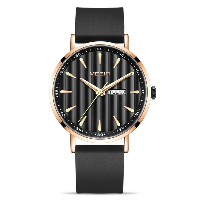Megir Men's Watch Fashion Simple Double Calendar Waterproof Silicone Watch men Quartz Watch 1081