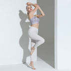 2023 yoga suits Elegant Vintage Printed Top Bamboo Green Pants Yoga Clothes Two-Piece Set Women's Training Fitness running Suit TZ-221103