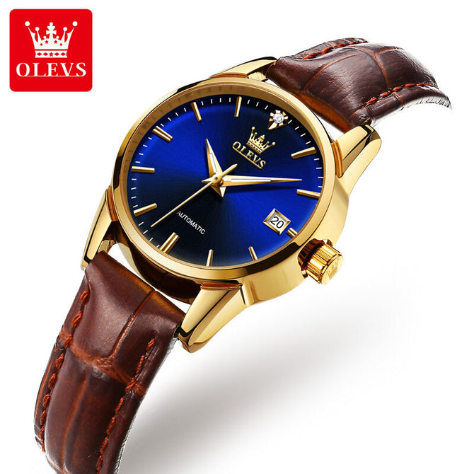 2022 OLEVS Women's Watch Automatic Mechanical Watch Luminous Waterproof Watch Ladies Fashion Leather Quartz lady casual Watch 6629