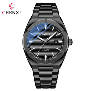 CHENXI Business Men's Watch Horizontal Bar Calendar Polygon Luminous Waterproof Steel Belt Quartz Watch Men cx-8262