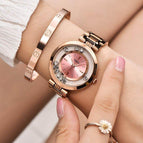 GUOU 8039 Women's Watches Ladies Fashion Luxury Rose Gold Stainless Steel Watches Ball crystal Women Rhinestone Clocks