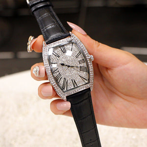 Fashion Net Red New Barrel Genuine Large Men's Watch Belt Diamond Women's Watch Waterproof Watch