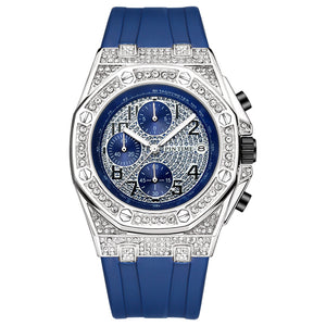Men's Watch Retro Personalized Diamond-Embedded Large Dial Timing Function Luminous men casual Quartz Watch 2665