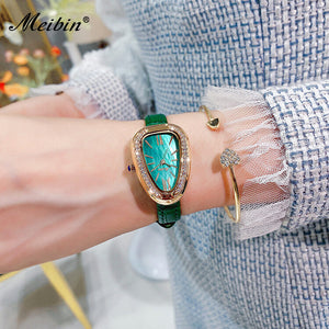 Meibin new women's watch water drop Fritillaria diamond inlaid fashion women's Quartz office lady Watch 1575