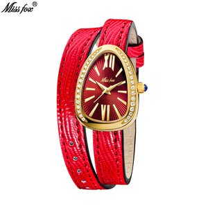 MISSFOX Watch for women exquisite retro ladies snake design design high-quality fashion lady quartz watch 2749