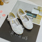 2021 new Korean bow princess children's shoes hook and loop sequined flat shoes for children and girls dancing shoes 1799-25