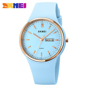 SKMEI casual simple ladies watch round scale double calendar watch elegant female student quartz watch