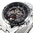 WINNER men watch fashion personaliy steel hollow auto mechanical men casual watch SLZ46