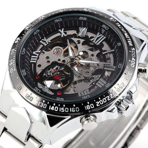WINNER men watch fashion personaliy steel hollow auto mechanical men casual watch SLZ46