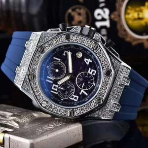 Watch for men New Diamond Quartz Watch Vintage Engraving Six-Pin Multi-Functional Leisure Watch 1012