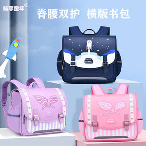 Children's horizontal schoolbag primary school boys and girls ridge protection burden relief backpack 2022