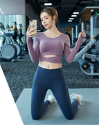 Women sports suit long sleeve quick drying running yoga outdoor clothing 8080 6036