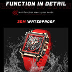 LIGE New Men's Watch Square Multifunction Chronograph Waterproof Watch LG8935