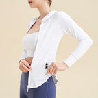Spring and Summer Cool Feeling Sun Protection Sports Coat Women's Slim Fit Slimming Zipper Hoodie Running Quick-Drying Top MZ21